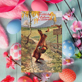 ヴィンテージドイツのフロヘオスターンイースターウサギ シーズンカード