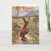 ヴィンテージドイツのフロヘオスターンイースターウサギ シーズンカード (正面)