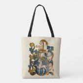 ヴィンテージドイツのブルー&金ゴールド山羊座コート・オブ・アームズ トートバッグ (裏面)