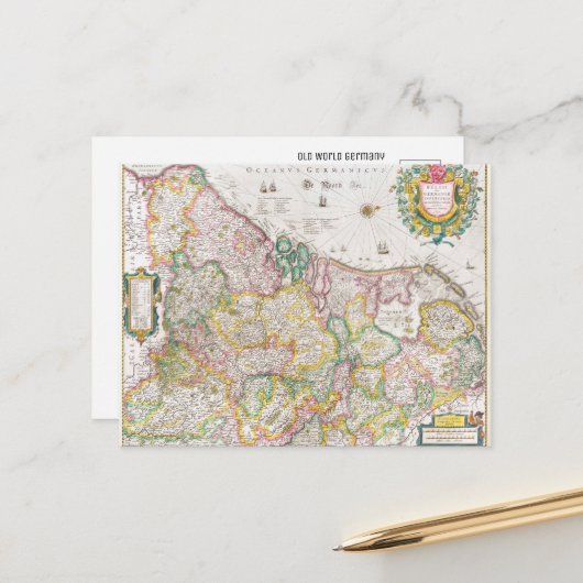 ヴィンテージドイツの地図 ポストカード (正面/裏面インサイチュ)