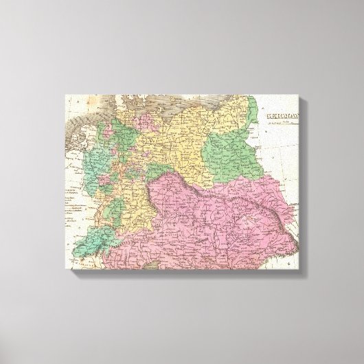 ヴィンテージドイツの地図（1827年） キャンバスプリント (正面)