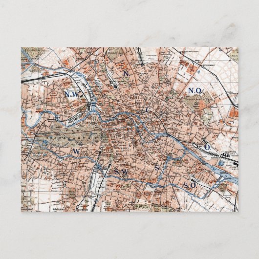 ヴィンテージドイツの地図(1894年) ポストカード (正面)