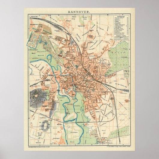 ヴィンテージドイツの地図(1895年) ポスター (正面)