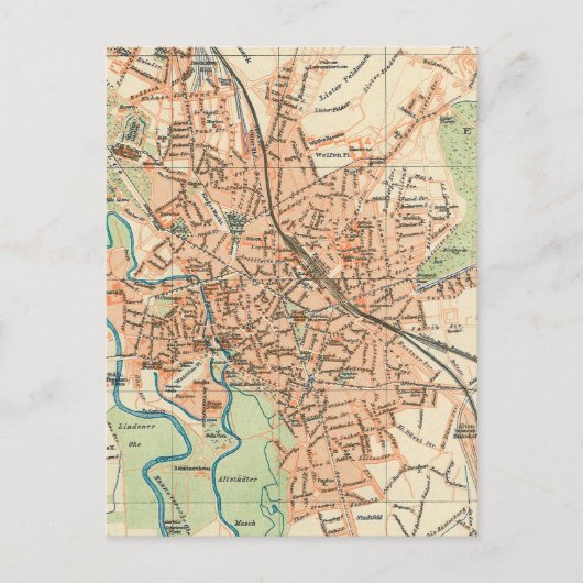 ヴィンテージドイツの地図（1895年） ポストカード (正面)