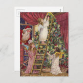 ヴィンテージドイツの天使のクリスマスビクトリアンアート シーズンポストカード (正面/裏面)