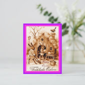 ヴィンテージドイツの復活祭バニーのシーン(変更されたコピー) ポストカード (スタンド正面)