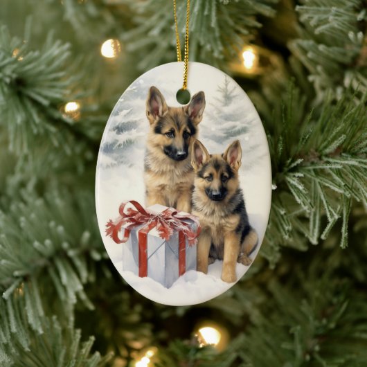 ヴィンテージドイツの羊飼いのクリスマス セラミックオーナメント (ツリー)