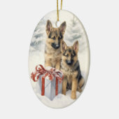 ヴィンテージドイツの羊飼いのクリスマス セラミックオーナメント (左)