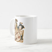 ヴィンテージドイツの茶色と金ゴールドの天秤座コート・オブ・アームズ コーヒーマグカップ (正面左)