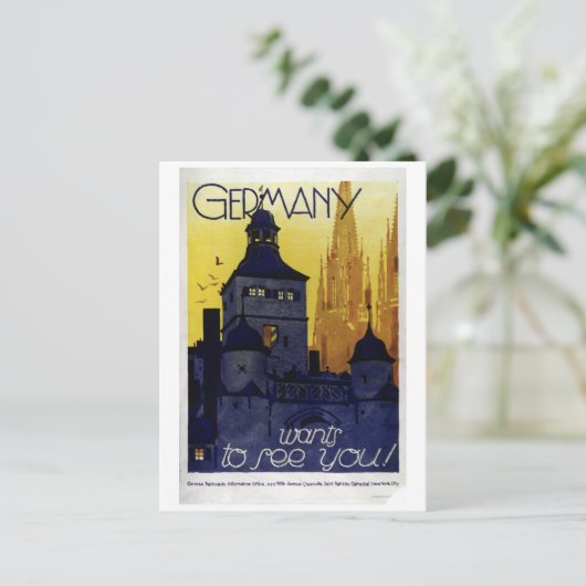 ヴィンテージドイツは車の旅行を見たい ポストカード (スタンド正面)