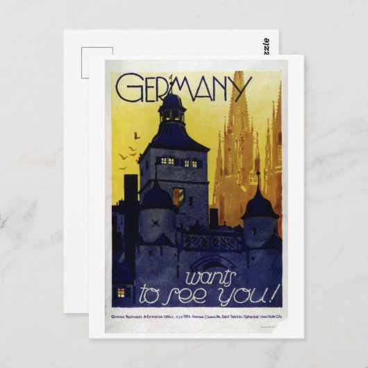 ヴィンテージドイツは車の旅行を見たい ポストカード (正面/裏面)