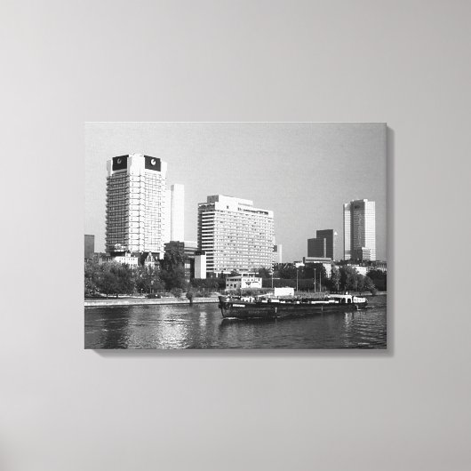 ヴィンテージドイツフランクフルトメイン川 キャンバスプリント (正面)