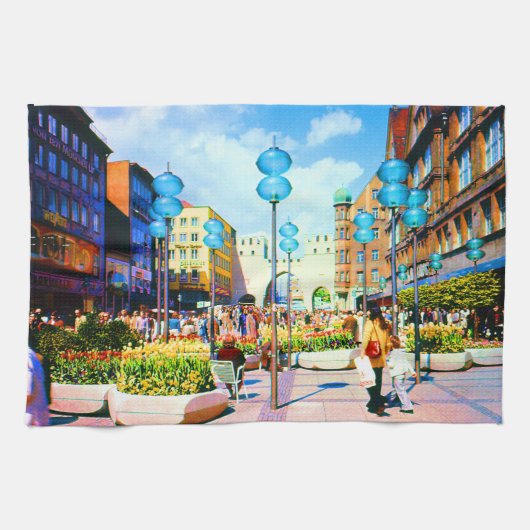 ヴィンテージドイツミュンヘンタウンゲートカリストル キッチンタオル (横)