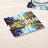 ヴィンテージドイツミュンヘンタウンゲートカリストル スクエアペーパーコースター (アングル)