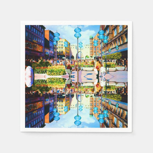 ヴィンテージドイツミュンヘンタウンゲートカリストル スタンダードカクテルナプキン (正面)