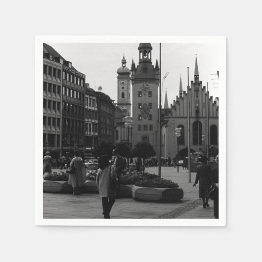 ヴィンテージドイツミュンヘンチャーチマリエンプラッツ スタンダードカクテルナプキン (正面)