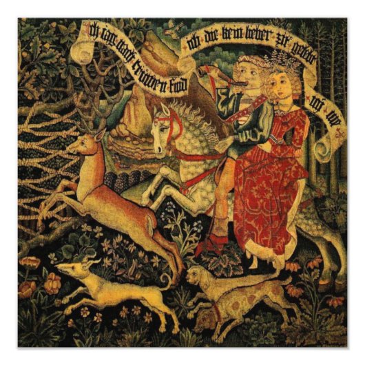 ヴィンテージドイツ中世ルネッサンスラブ狩り フォトプリント            (正面)