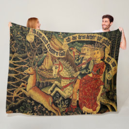 ヴィンテージドイツ中世ルネッサンスラブ狩り フリースブランケット