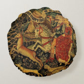 ヴィンテージドイツ中世ルネッサンスラブ狩り ラウンドクッション (裏面)