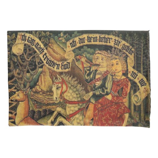 ヴィンテージドイツ中世ルネッサンスラブ狩り 枕カバー (正面)
