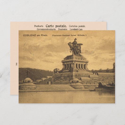 ヴィンテージドイツ、コブレンツアムライン ポストカード (正面/裏面)