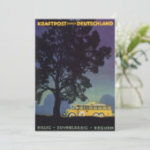 ヴィンテージドイツ、黄色のバスで夜、旅行アート (スタンド正面)