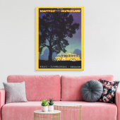 ヴィンテージドイツ、黄色のバスで夜、旅行アート キャンバスプリント (インサイチュ (リビング))