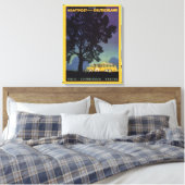 ヴィンテージドイツ、黄色のバスで夜、旅行アート キャンバスプリント (インサイチュ (寝室))