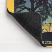 ヴィンテージドイツ、黄色のバスで夜、旅行アート マウスパッド (コーナー)