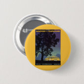 ヴィンテージドイツ、黄色のバスで夜、旅行アート 缶バッジ (正面&裏面)