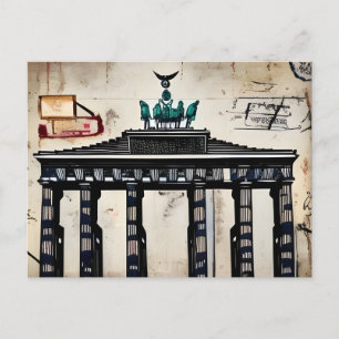 ヴィンテージドイツBerlin Brandenburgゲートスケッチ ポストカード
