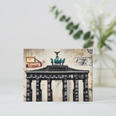 ヴィンテージドイツBerlin Brandenburgゲートスケッチ ポストカード (スタンド正面)