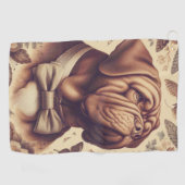 ヴィンテージドグドゥボルドーーイラストレーション ゴルフタオル (横)