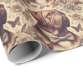 ヴィンテージドグドゥボルドーーイラストレーション ラッピングペーパー (ロールコーナー)