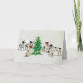 ヴィンテージドッグのまわりにクリスマスツリーの挨拶 カード (正面)