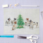ヴィンテージドッグのまわりにクリスマスツリー 薄葉紙 (クラフト)