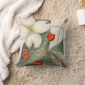 ヴィンテージドッグウッドツリーフラワーイラストレーション クッション (ブランケット)