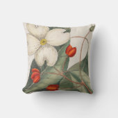 ヴィンテージドッグウッドツリーフラワーイラストレーション クッション (正面)