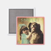 ヴィンテージドッグコリースマイルフォト磁石 マグネット (正面/裏面)