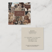 ヴィンテージドッグシッターのトレーナー気に動物 スクエア名刺 (正面/裏面)