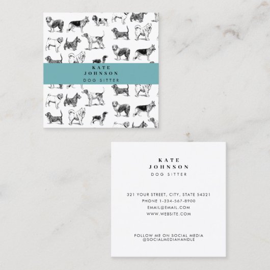 ヴィンテージドッグシッターのトレーナー スクエア名刺 (正面/裏面)