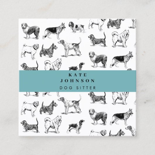 ヴィンテージドッグシッターのトレーナー スクエア名刺 (正面)