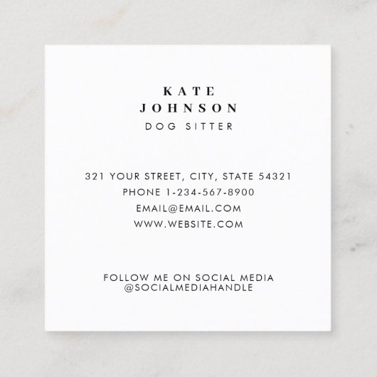 ヴィンテージドッグシッターのトレーナー スクエア名刺 (裏面)