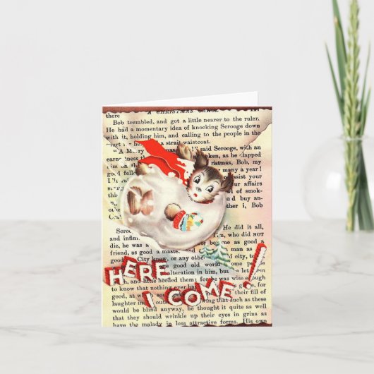 ヴィンテージドッグスノーボールクリスマスカード カード (正面)