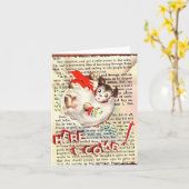 ヴィンテージドッグスノーボールクリスマスカード カード (黄色い花)