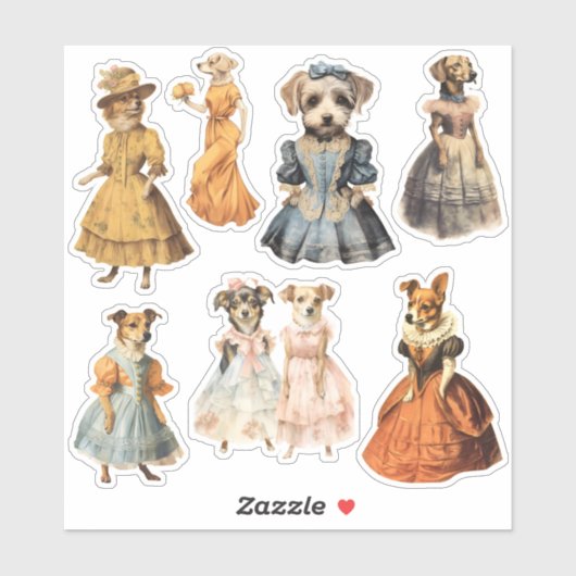 ヴィンテージドッグズインドレスアンティークジャンクジャーナルキット シール (シート)