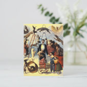 ヴィンテージドッグズサーカスイラストレーションアートオールドアンティーク ポストカード (スタンド正面)