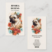 ヴィンテージドッグトリマーペットパグモップパピー 名刺 (正面/裏面)