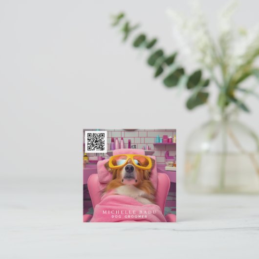 ヴィンテージドッグトリマー スクエア名刺 (スタンド正面)