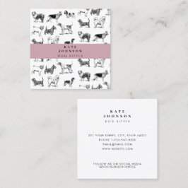 ヴィンテージドッグドッグ歩くウォーカートリマーペット スクエア名刺